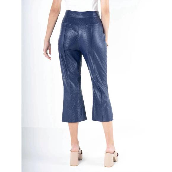 NEW EMILY MCCARTHY saylor pants in navy ostrich leather - Picture 2 of 5